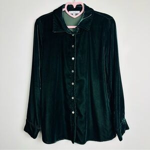 Current Air Dark Green Velvet Button-Down Shirt Size MP